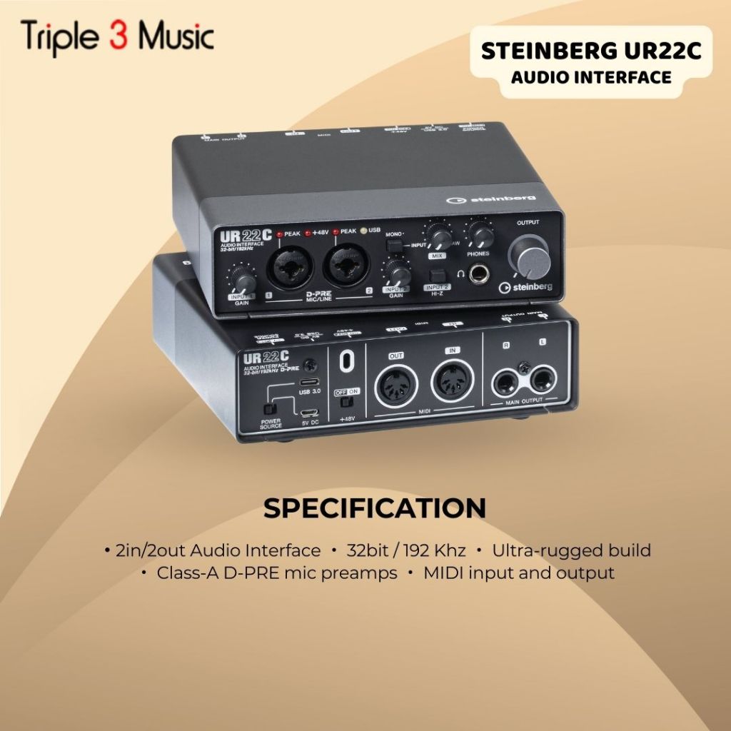 Steinberg UR22C Soundcard Recording 32 Bit/192khz Triple3music