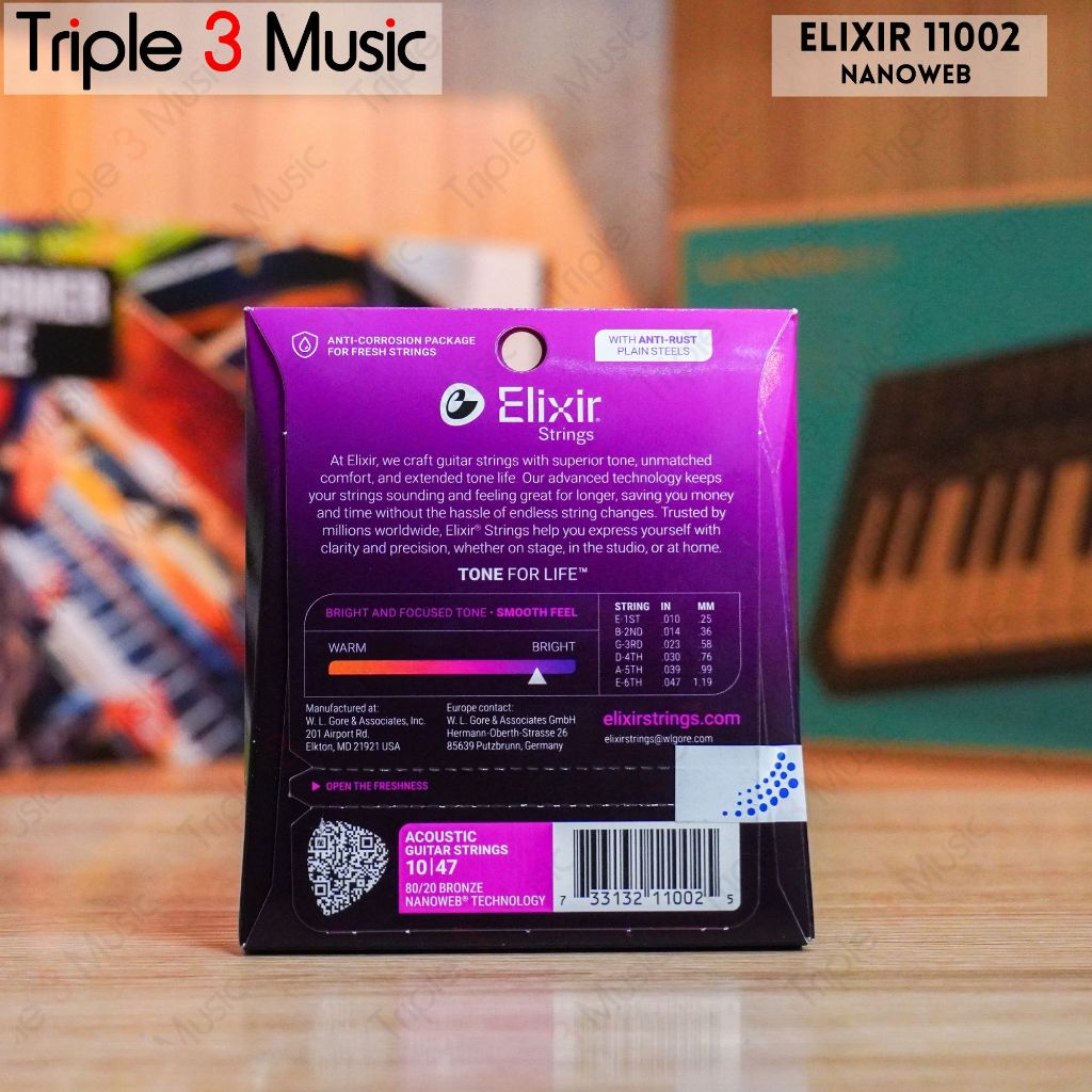 Elixir 11002 10-47 Nanoweb senar gitar akustik ORIGINAL