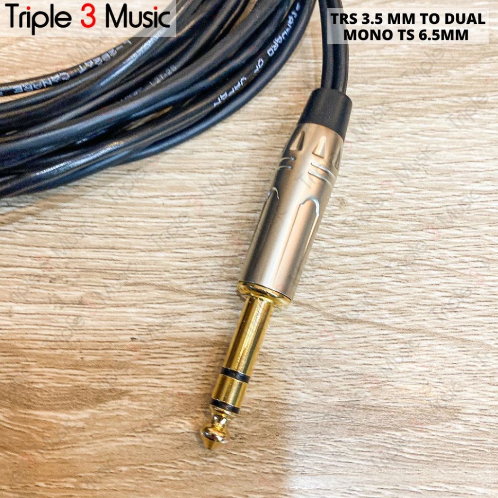 OFC L-2B2AT Japan Standard Kabel Splitter panjang dual mono ts 6.5 akai ke 6.5 TRS mm 5m