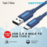 Vention COK Kabel Data soundcard USB A to USB TIPE C 3A support quick - COK-1.5m