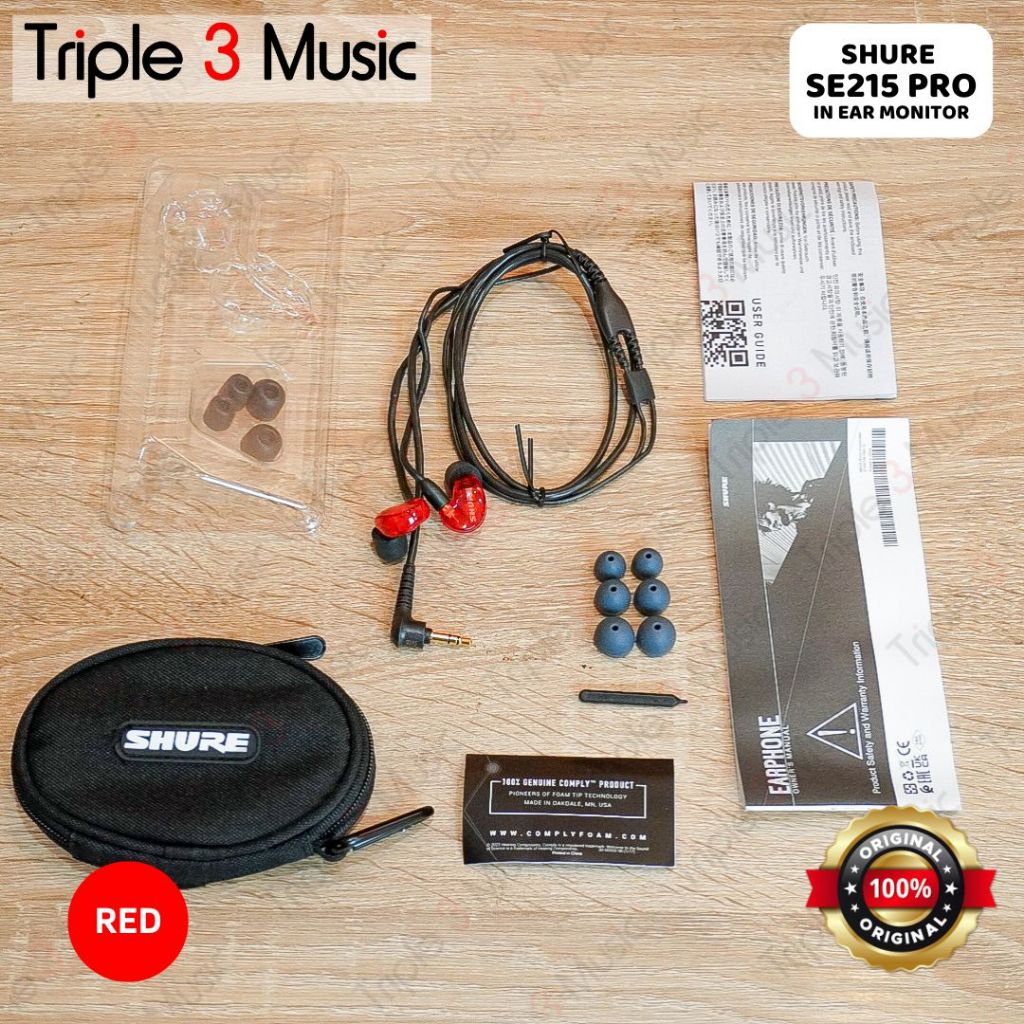 SHURE SE215 PRO RED MERAH Iem Panggung in ear monitor ORIGINAL