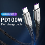 Vention TAE Nylon braided Kabel Usb Type C To C 5A 6A Super Fast Charging Quick
