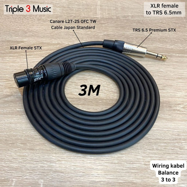 Kabel 3m XLR FEMALE CANON To TRS 6.5 AKAI BALANCE OFC JAPAN STANDARD