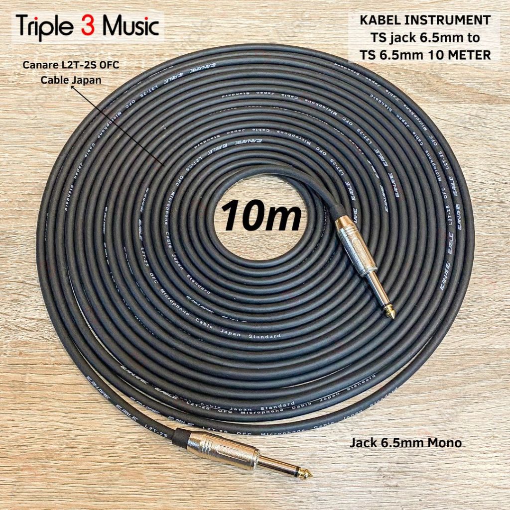 Ofc Japan Standard Jack akai 6.5 TS to 6.5 TS Mono 10m kabel instrument gitar bass keyboard