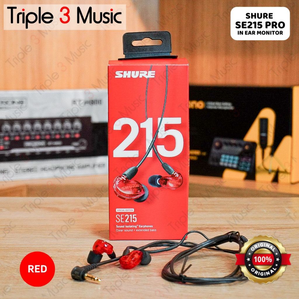 SHURE SE215 PRO RED MERAH Iem Panggung in ear monitor ORIGINAL