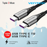 Vention TAE Nylon braided Kabel Usb Type C To C 5A 6A Super Fast Charging Quick