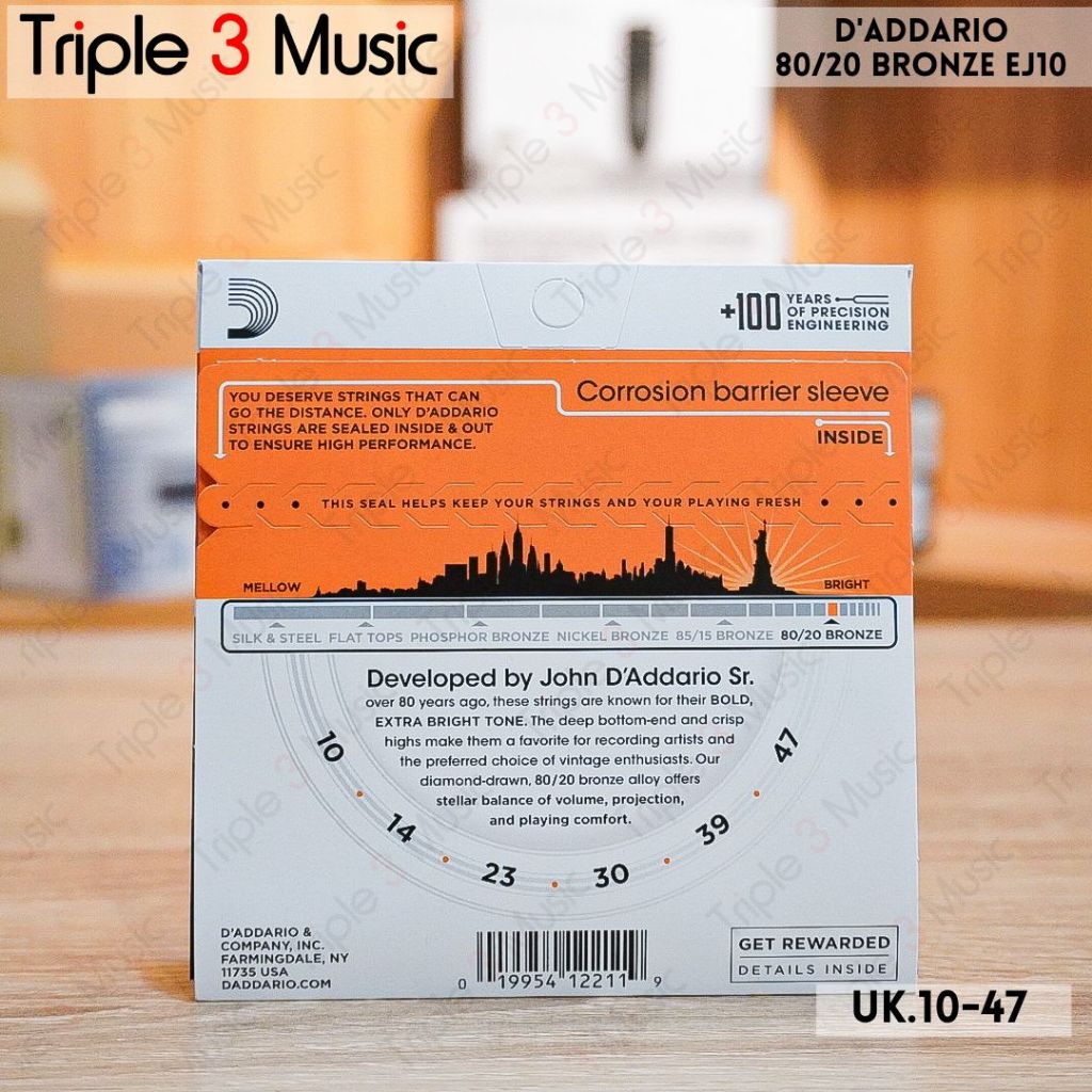 D'Addario EJ10 10-47 senar gitar akustik ORIGINAL