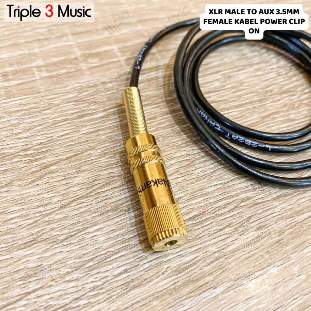Kabel OFC Japan standard XLR Male to aux 3.5 mm Female kabel power clip on to XLR