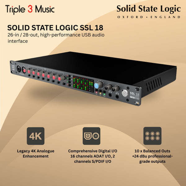 Solid State Logic SSL 18 USB 32 bit 192kHz Audio Interface Soundcard 8 In 10 Out