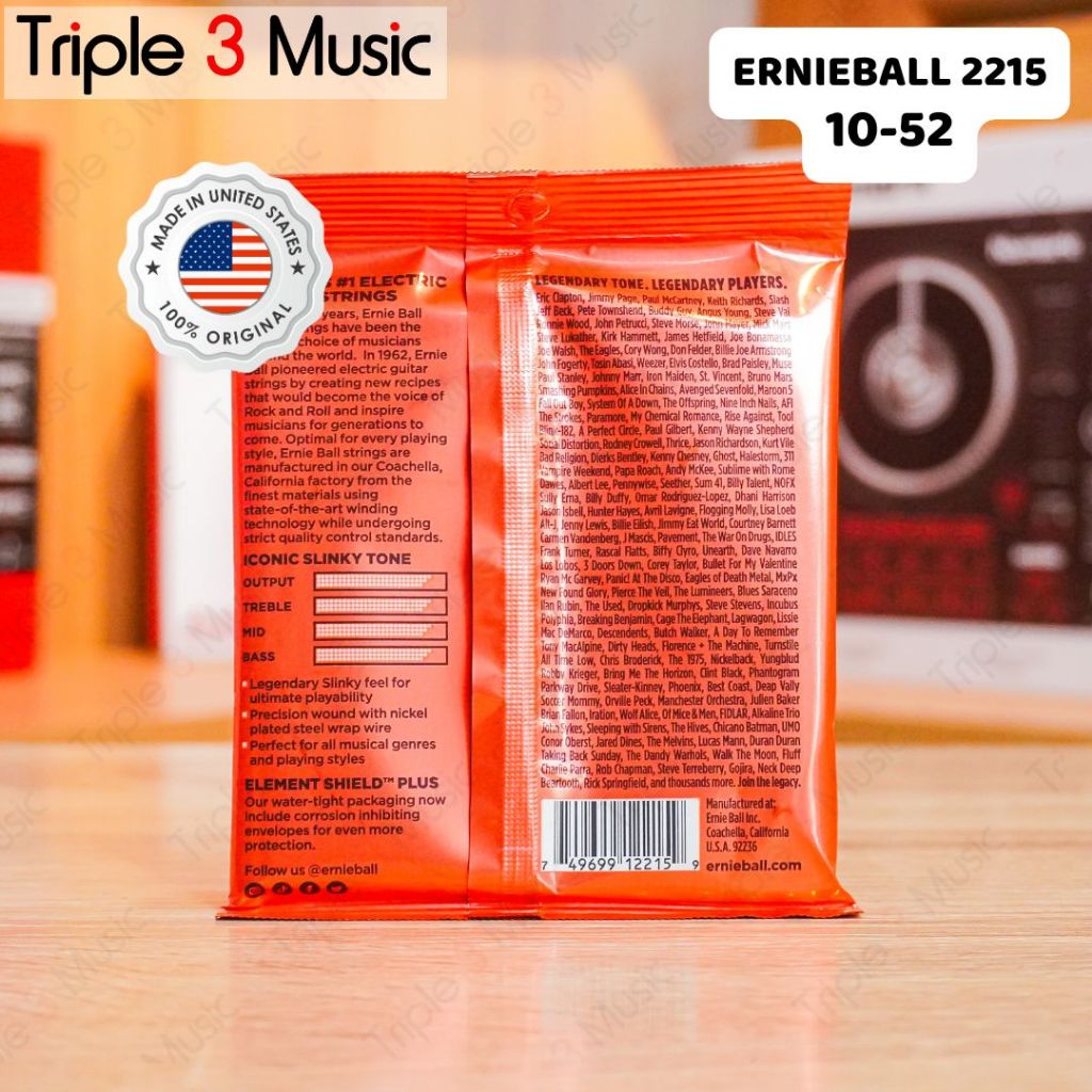 Ernieball 2215 10-52 ORIGINAL Senar Gitar Elektrik
