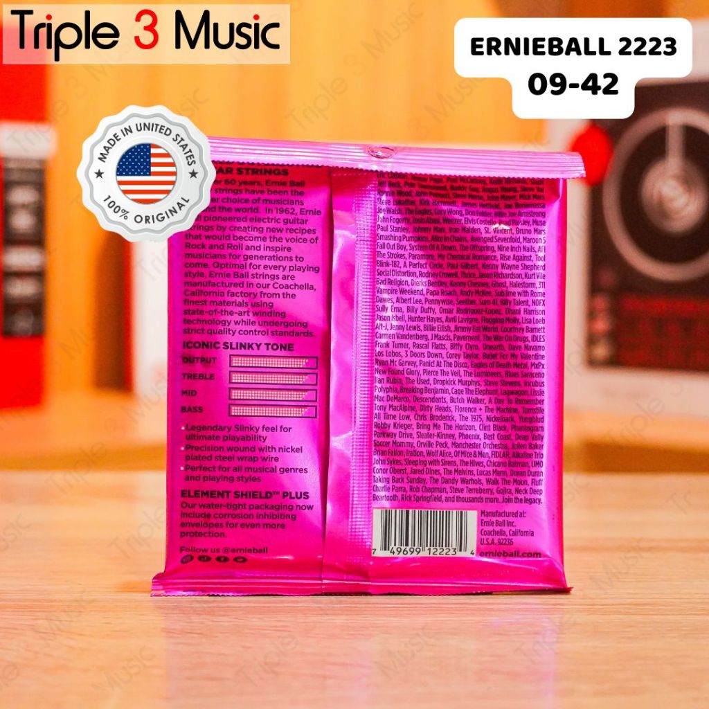 Ernieball 2223 ORIGINAL RESMI 9-42 senar gitar elektrik