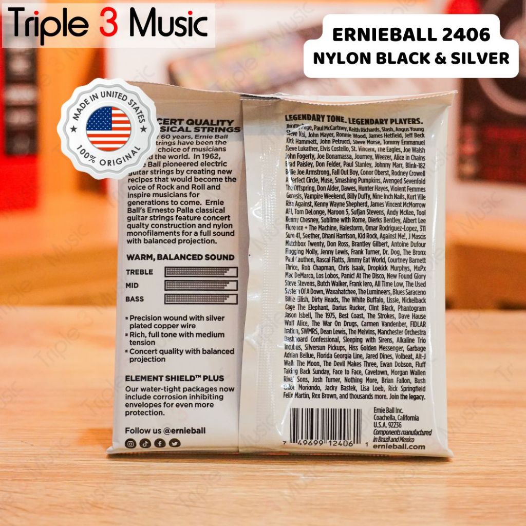 Ernie Ball ernieball 2406 ORIGINAL Senar gitar akustik nylon black sv