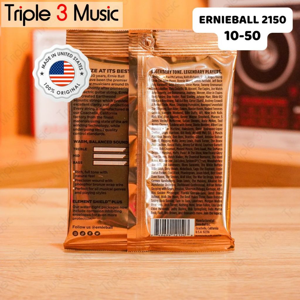 Ernie Ball 2150 ORIGINAL USA 10-50 Senar Gitar Akustik