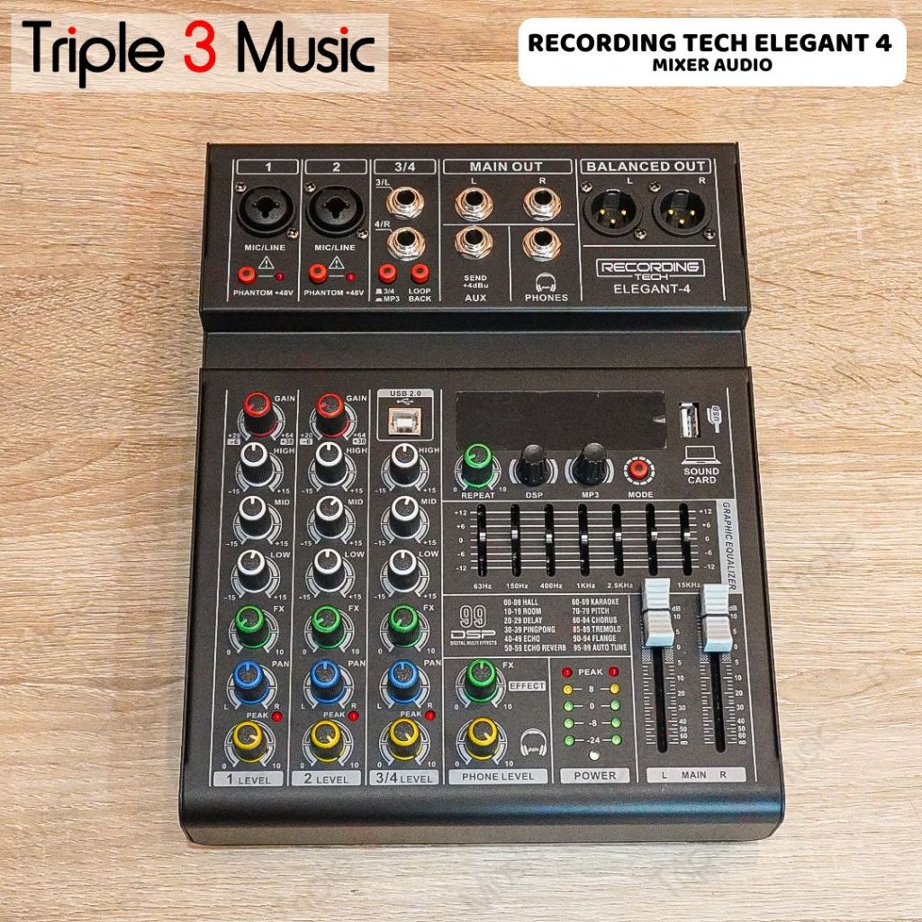 Recording Tech Elegant 4 Elegant4 Mixer audio usb Live Streaming