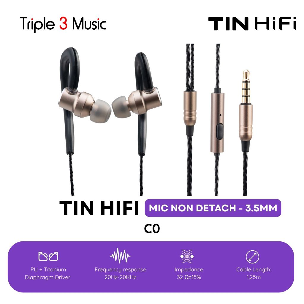 TIN HiFi C0 PU + Titanium Diaphragm Driver In Ear Monitor Earphone