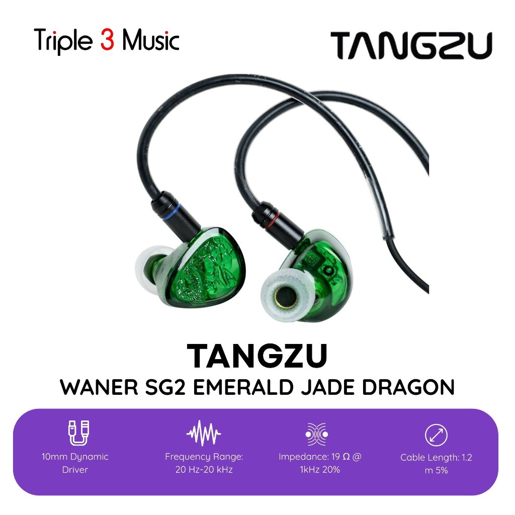 Tangzu Wan Er 2 WANER SG2 SG 2 IEM EMERALD GREEN 10MM PET Diaphragm Hi-Fi In Ear Earphone