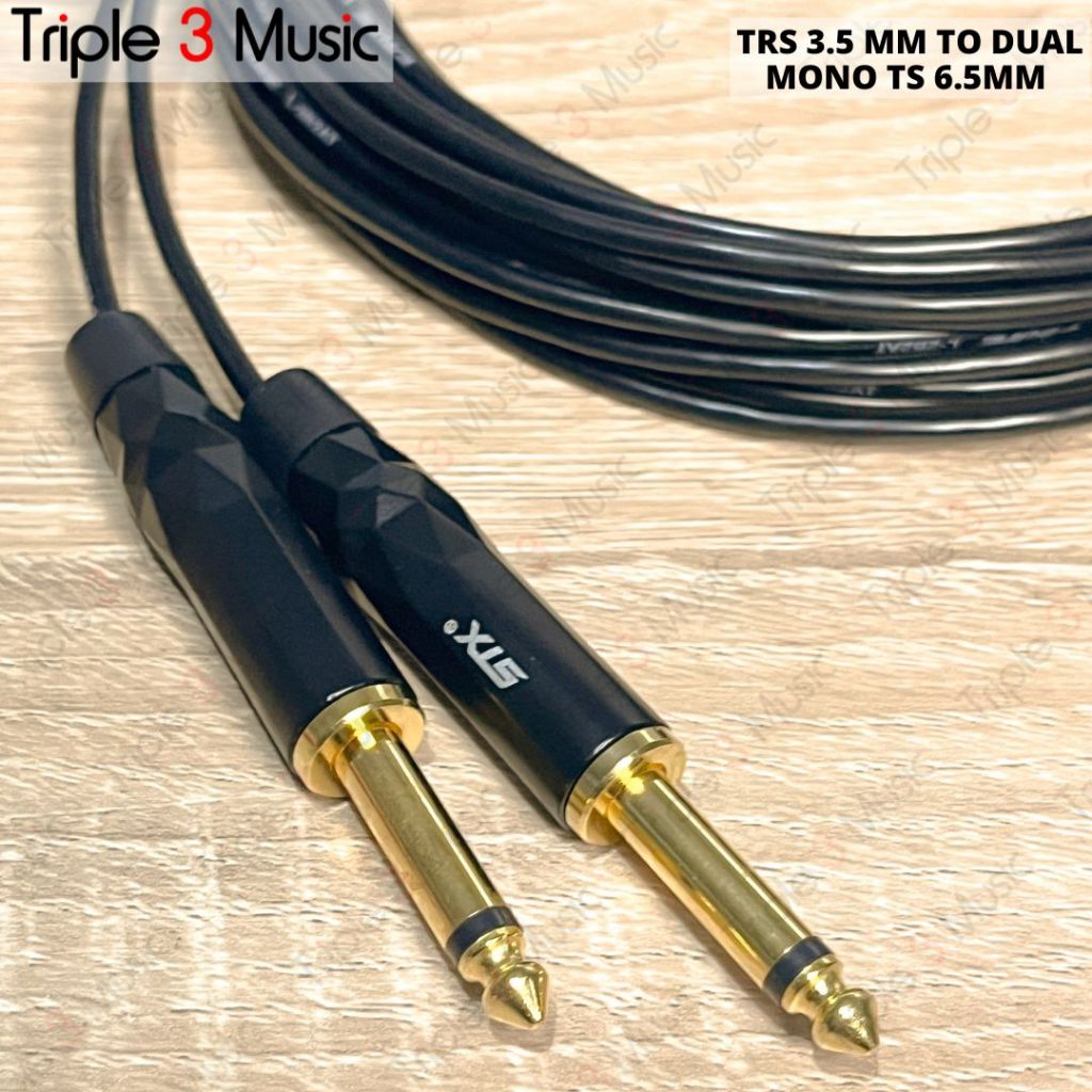 OFC JAPAN Standard Kabel Splitter panjang dual mono ts 6.5 akai ke 3.5 mm 2m