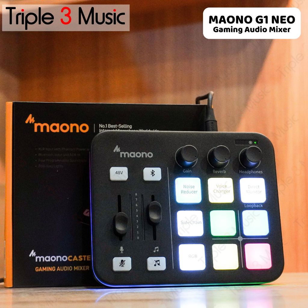 MAONO G1 NEO Gaming Audio Interface RGB 48V Phantom Power for Live Streaming Content Create Gaming