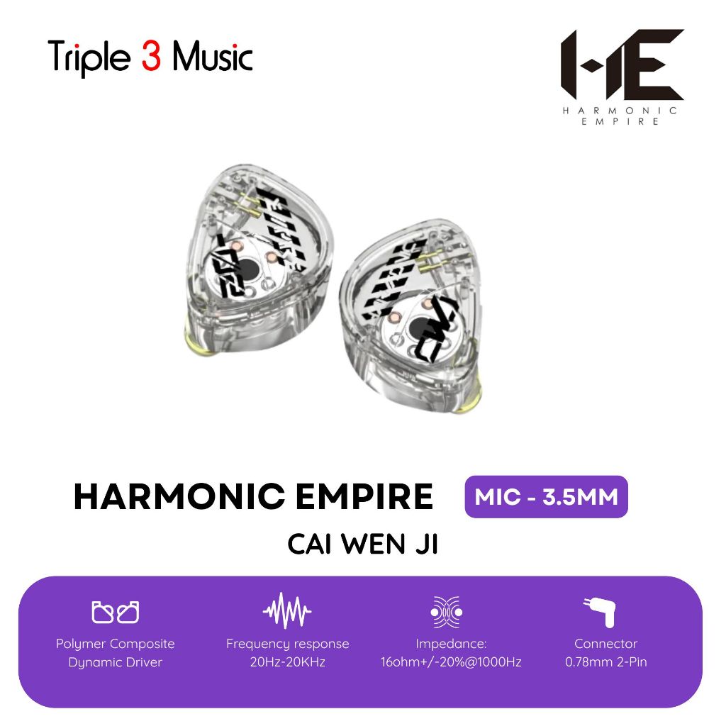 Tangzu Harmonic Empire Cai Wen ji 10mm Single Dynamic Driver IEM In Ear Monitors Earphone