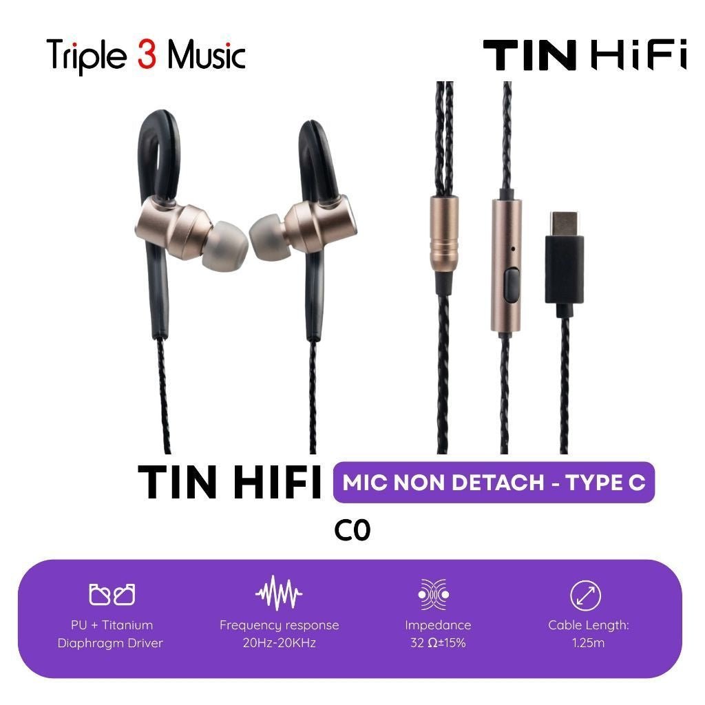 TIN HiFi C0 PU + Titanium Diaphragm Driver In Ear Monitor Earphone