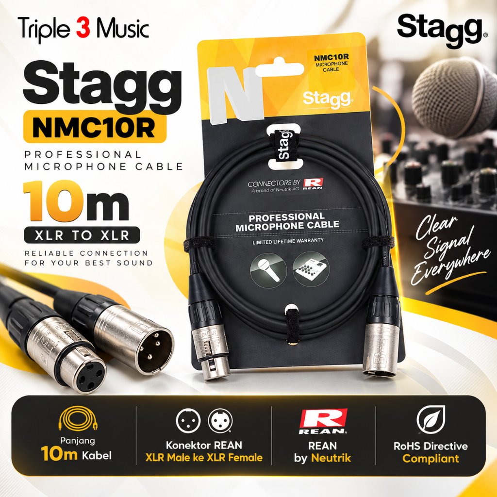 STAGG NMC10R Kabel Microphone XLR Male to XLR Female 10M