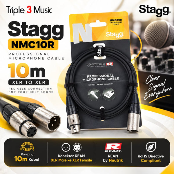 STAGG NMC10R Kabel Microphone XLR Male to XLR Female 10M