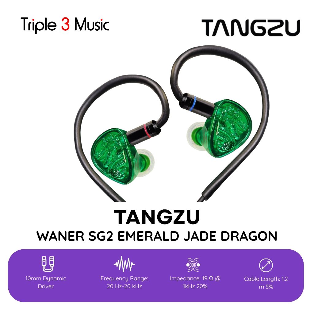 Tangzu Wan Er 2 WANER SG2 SG 2 IEM EMERALD GREEN 10MM PET Diaphragm Hi-Fi In Ear Earphone