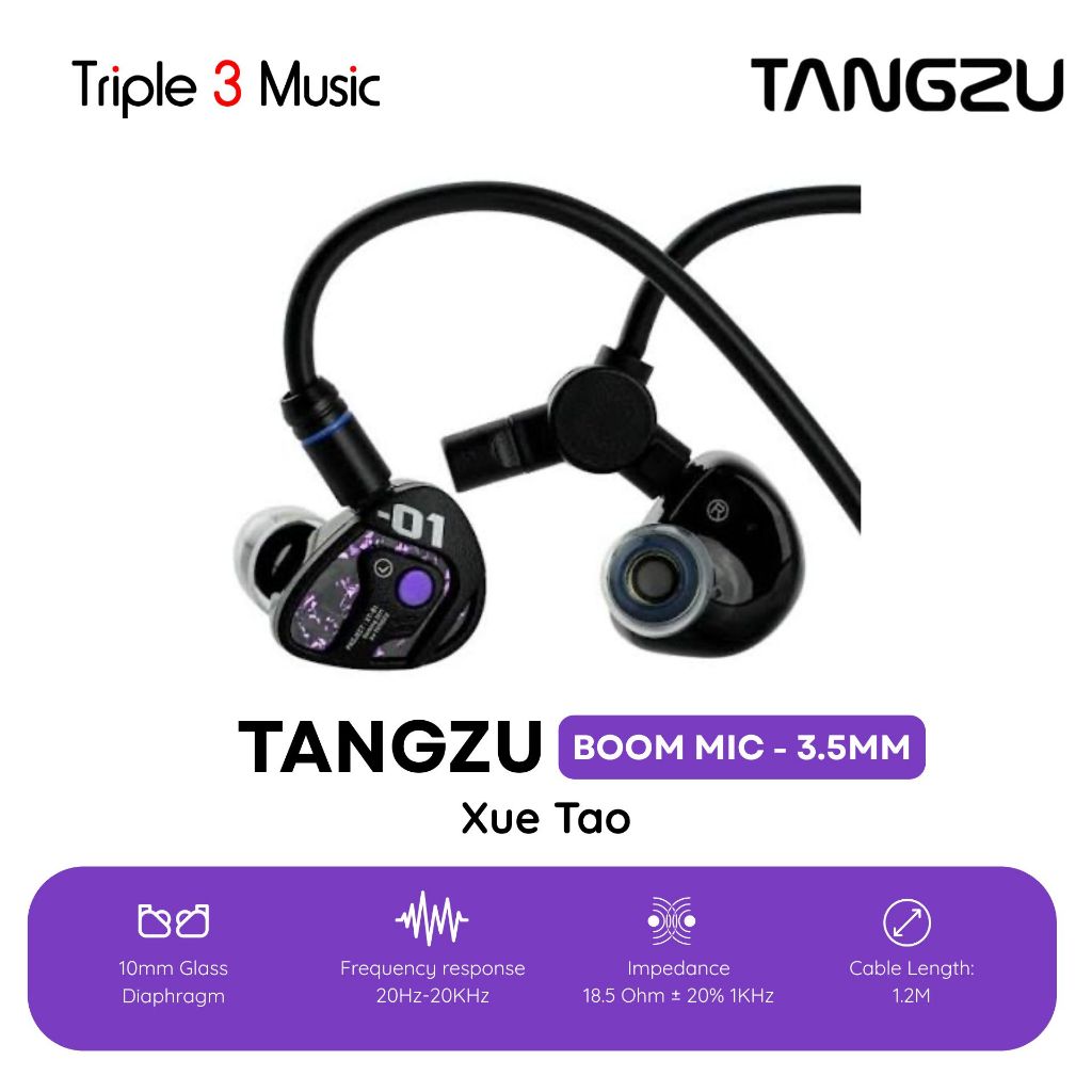 Tangzu Xue Tao Glass Dynamic Driver Gaming In Ear Monitor Earphone