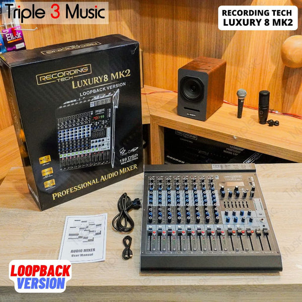 Recording Tech LUXURY 8 MK2 LOOPBACK VERSION 8 Input 3 Aux Usb Mixer audio
