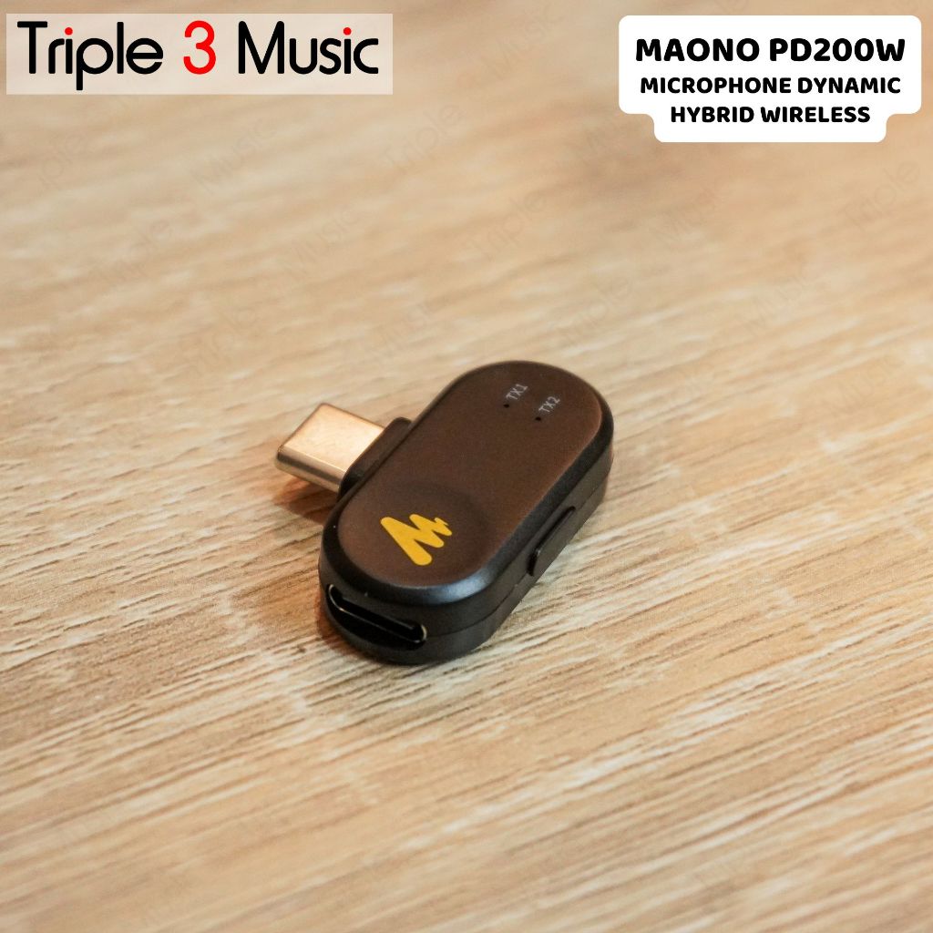 MAONO PD200W Hybrid Wireless Podcast Streaming Microphone Dynamic XLR USB Mic with Desktop Stand - PD200W+Type C Receiver