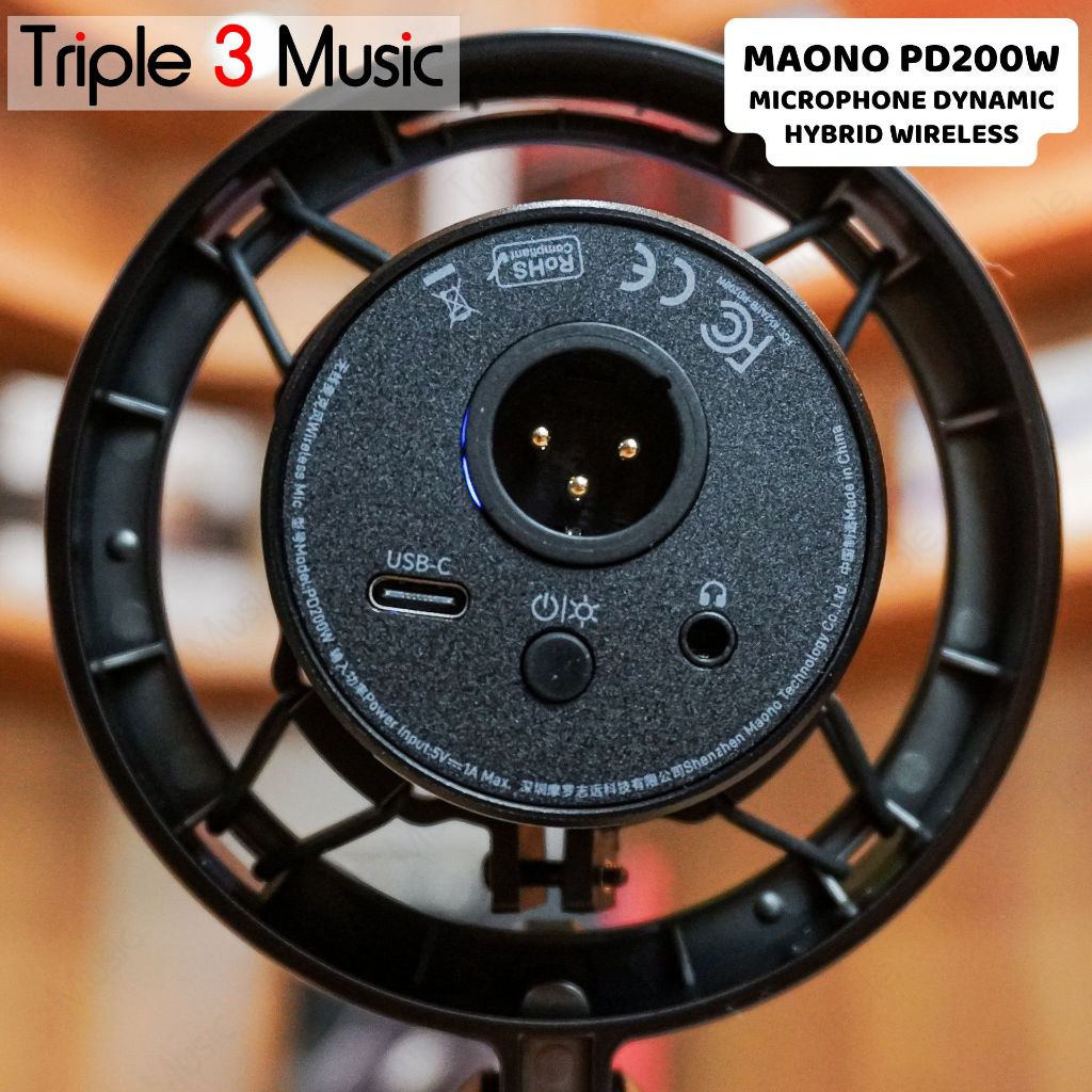 MAONO PD200W Hybrid Wireless Podcast Streaming Microphone Dynamic XLR USB Mic with Desktop Stand - PD200W+Type C Receiver