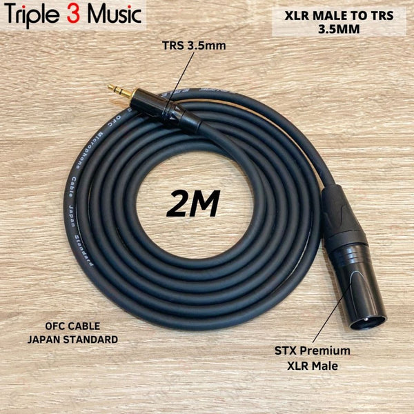 kabel XLR Male to 3.5mm TRS male 2m aux XLR MIXER SOUNDCARD OFC Japan Standard