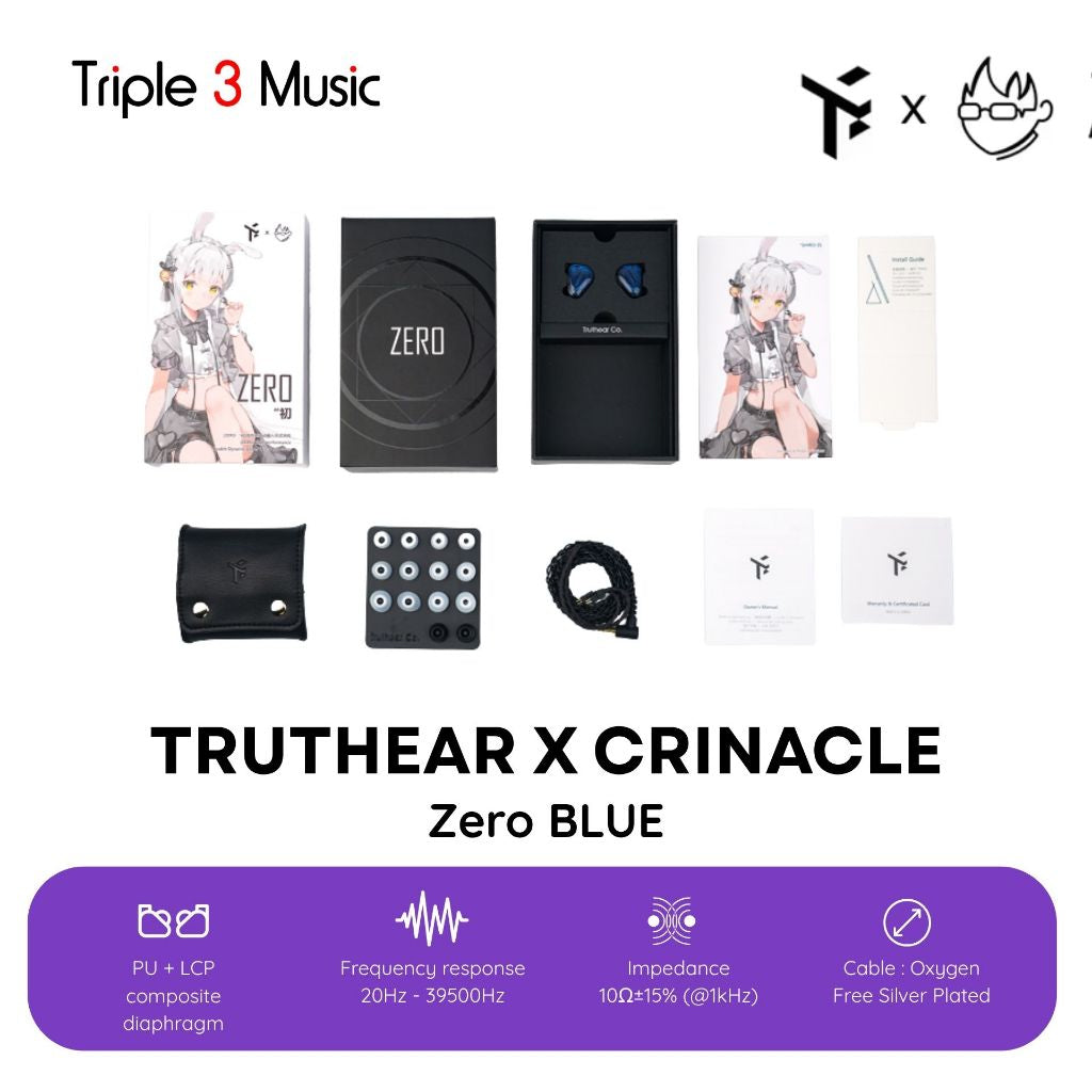 TruthEar zero blue x Crinacle Zero Dual Dynamic Driver In Ear Monitor Earphone