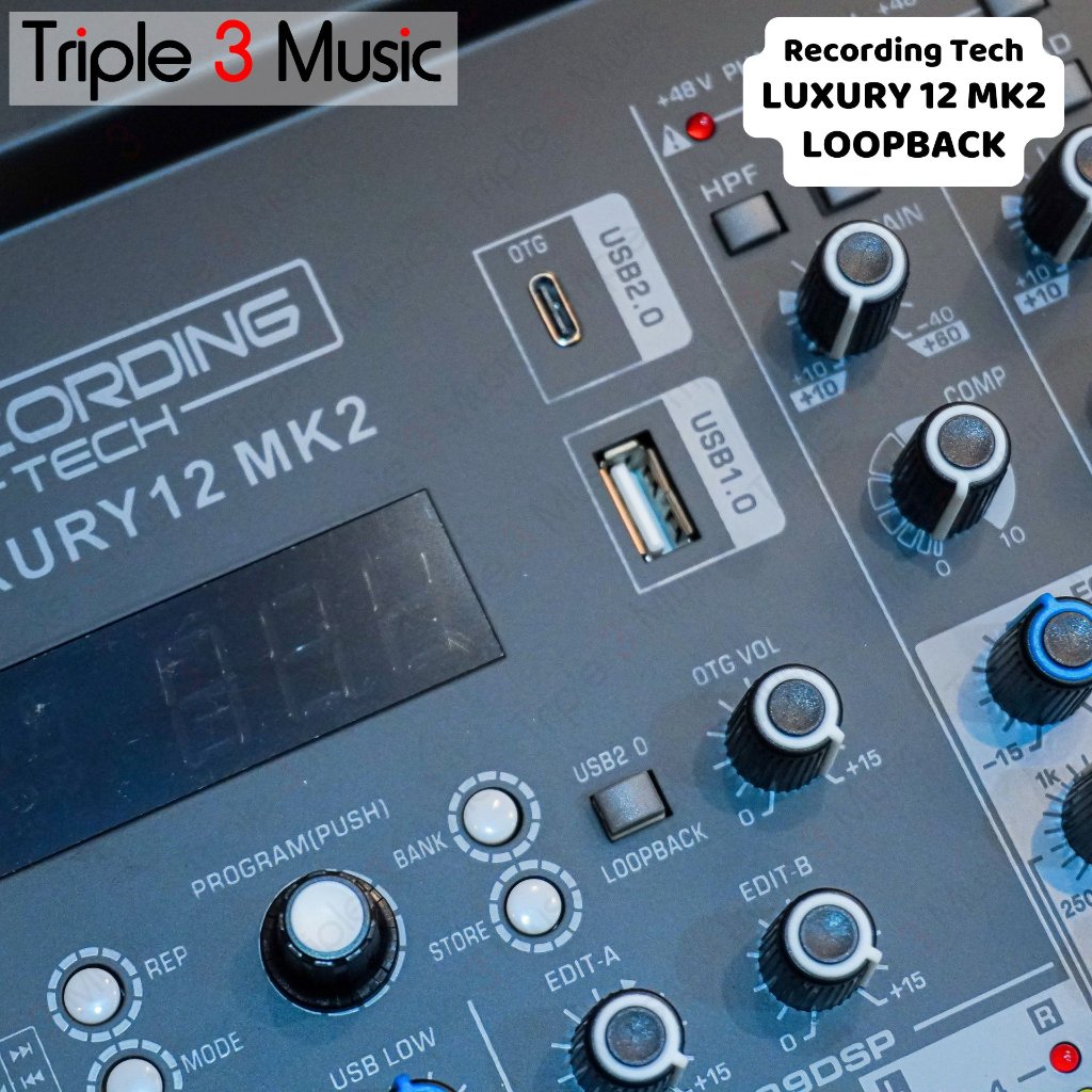 Recording Tech LUXURY 12 MK2 LOOPBACK VERSION 14 Input 3 Aux Usb Mixer audio