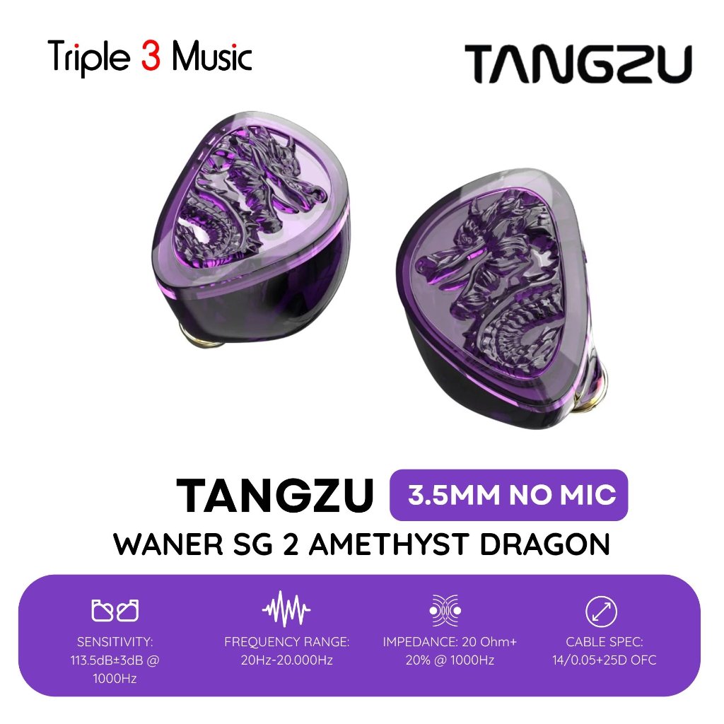 Tangzu Waner 2 Amethyst Dragon Purple Limited Edition 10mm Dynamic Driver In Ear Monitor Earphone