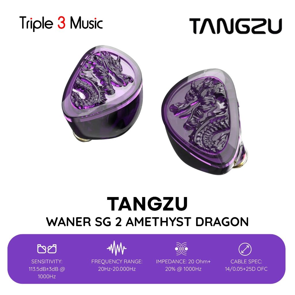 Tangzu Waner 2 Amethyst Dragon Purple Limited Edition 10mm Dynamic Driver In Ear Monitor Earphone
