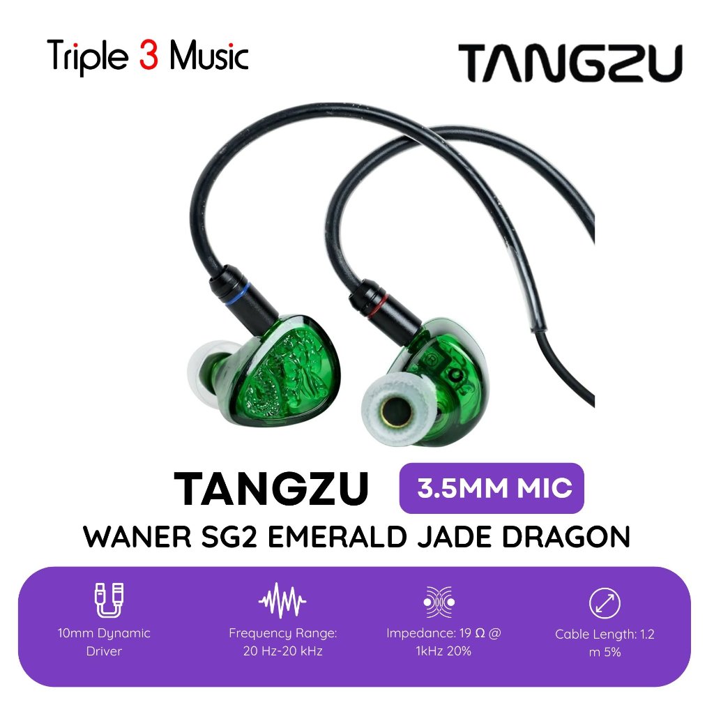 Tangzu Wan Er 2 WANER SG2 SG 2 IEM EMERALD GREEN 10MM PET Diaphragm Hi-Fi In Ear Earphone