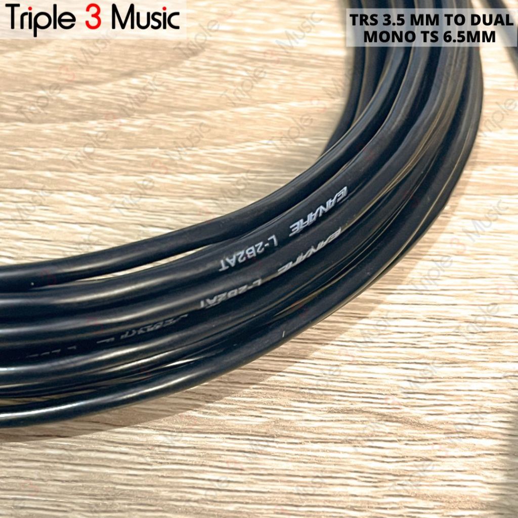 OFC JAPAN Standard Kabel Splitter panjang dual mono ts 6.5 akai ke 3.5 mm 2m