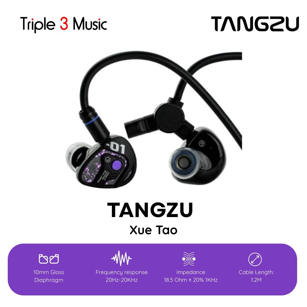 Tangzu Xue Tao Glass Dynamic Driver Gaming In Ear Monitor Earphone