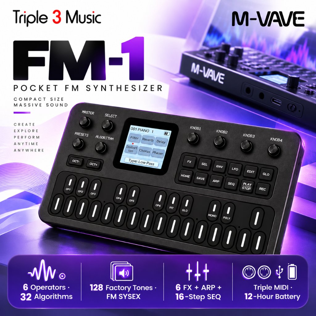 MVAVE FM1 M-Vave FM1 FM 1 Pocket Synthesizer Keyboard with Speaker 6 Operator 32 Algorithms