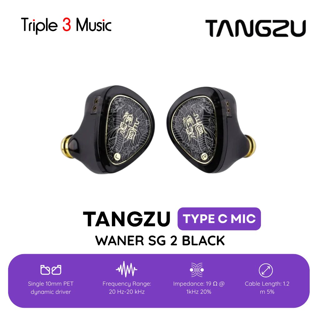 Tangzu Waner 2 / Waner S.G 2 Black Hitam In Ear Monitor IEM