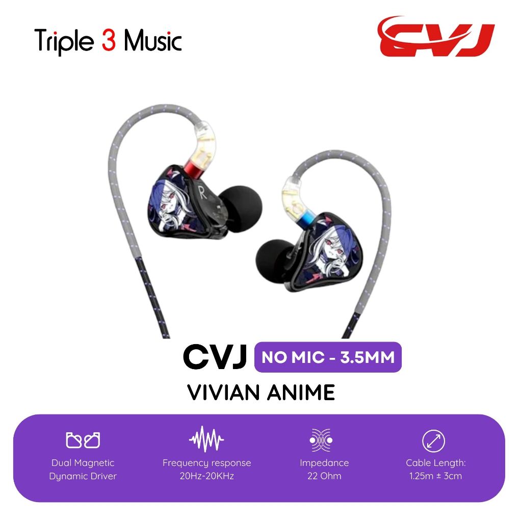CVJ Vivian IEM 10mm Dynamic Driver In Ear Monitor Earphone With Detachable Jack Audio