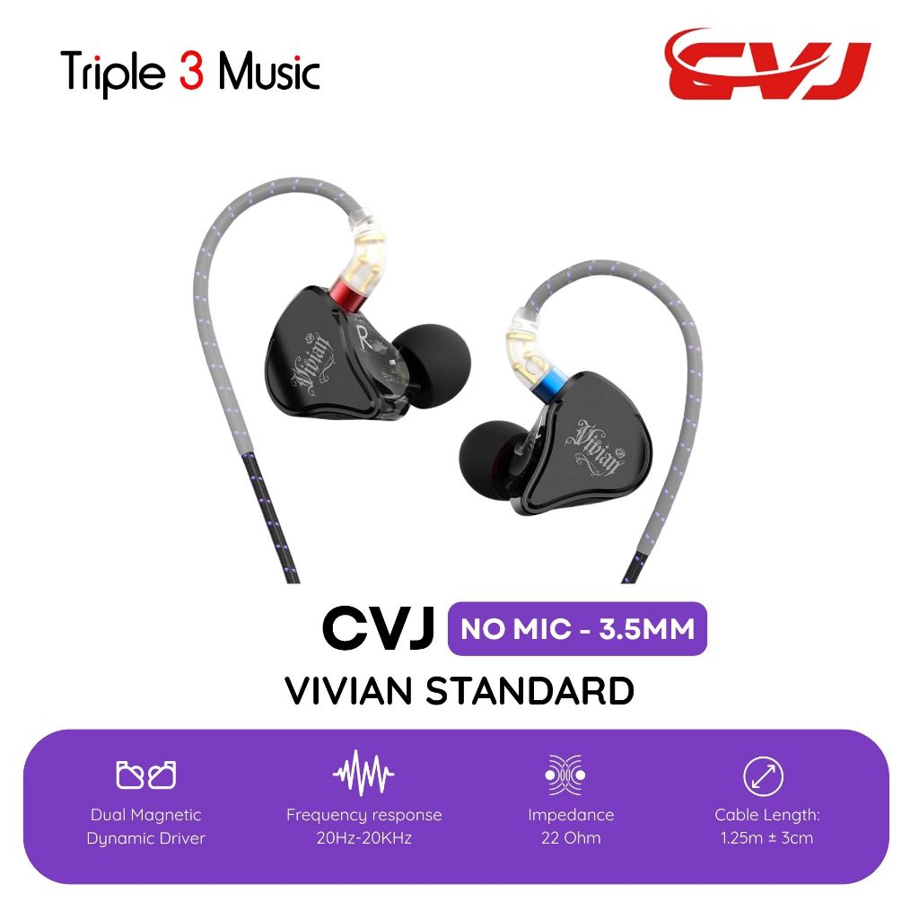 CVJ Vivian IEM 10mm Dynamic Driver In Ear Monitor Earphone With Detachable Jack Audio