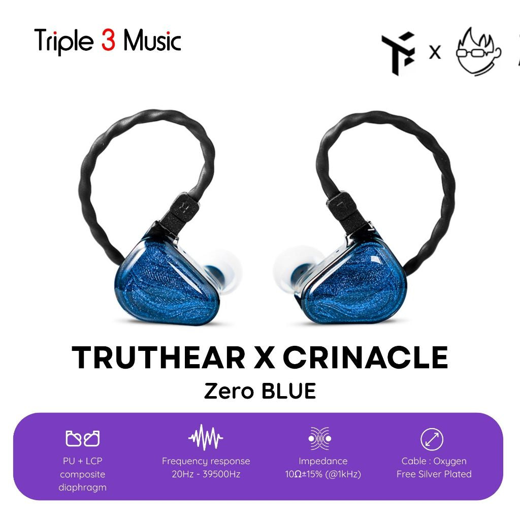 TruthEar zero blue x Crinacle Zero Dual Dynamic Driver In Ear Monitor Earphone