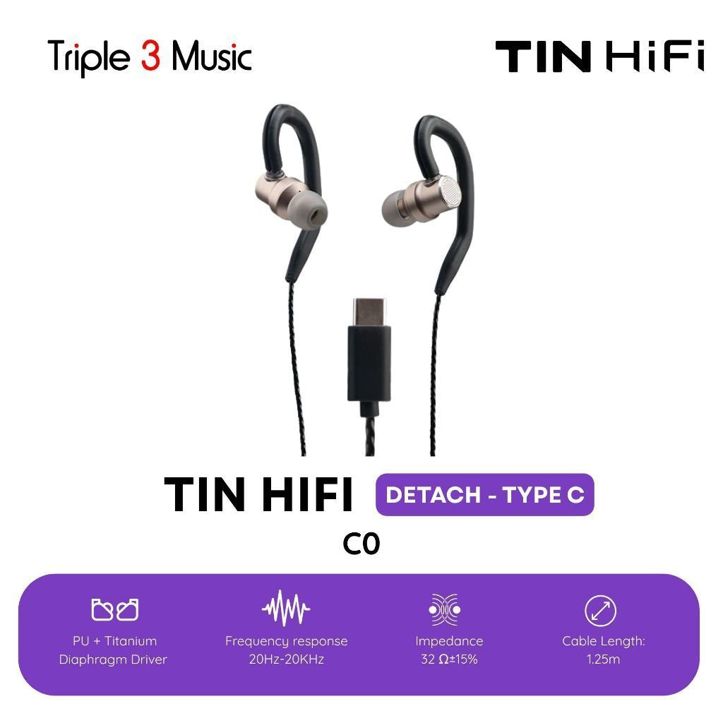 TIN HiFi C0 PU + Titanium Diaphragm Driver In Ear Monitor Earphone