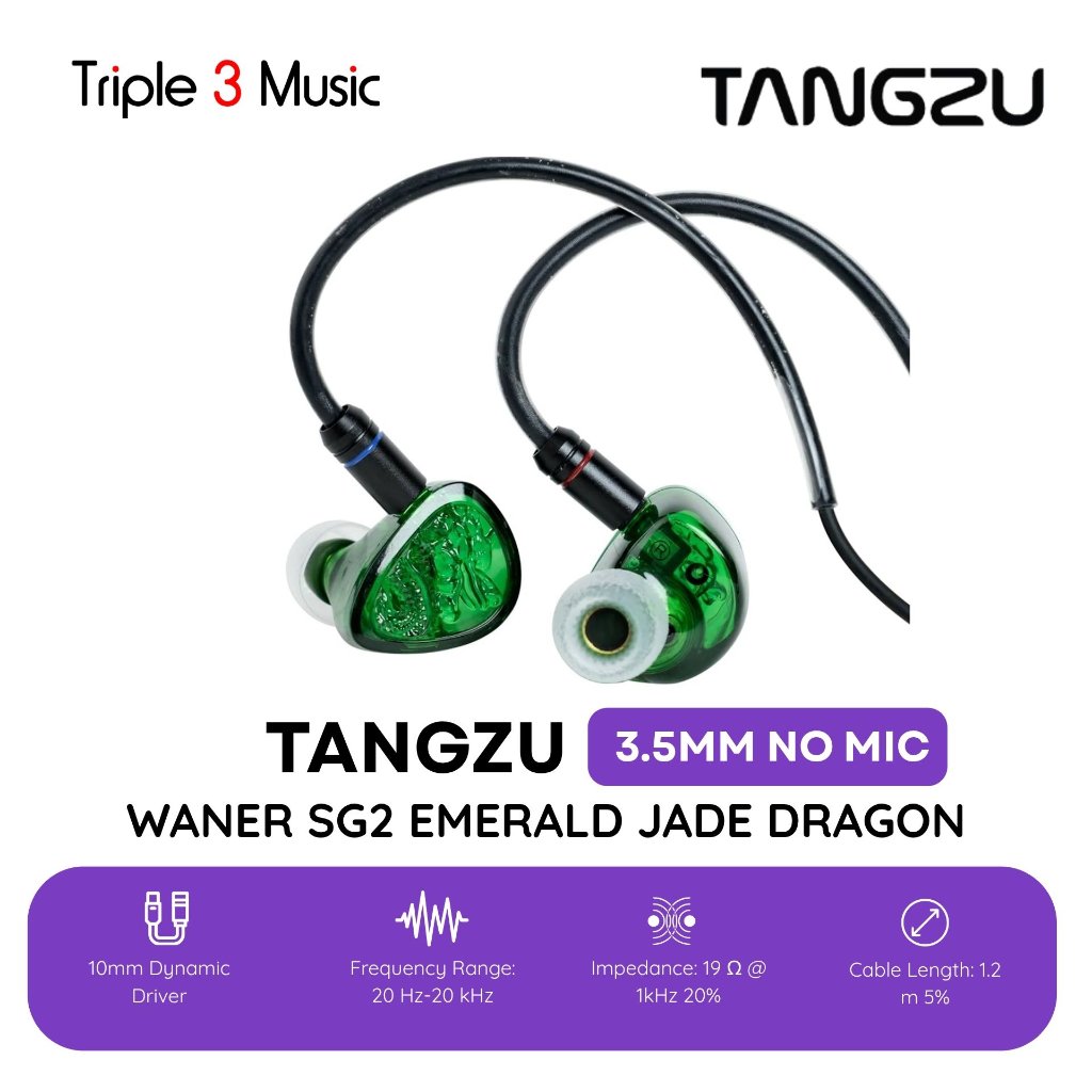Tangzu Wan Er 2 WANER SG2 SG 2 IEM EMERALD GREEN 10MM PET Diaphragm Hi-Fi In Ear Earphone