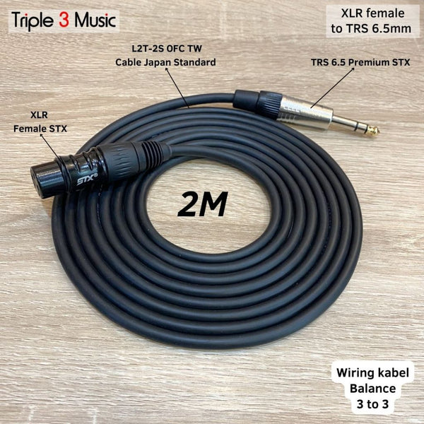 Kabel 2m XLR FEMALE CANON To TRS 6.5 AKAI BALANCE L2T2S OFC Japan standard