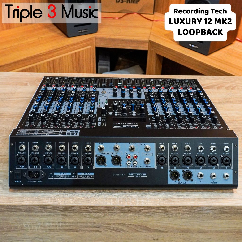 Recording Tech LUXURY 12 MK2 LOOPBACK VERSION 14 Input 3 Aux Usb Mixer audio