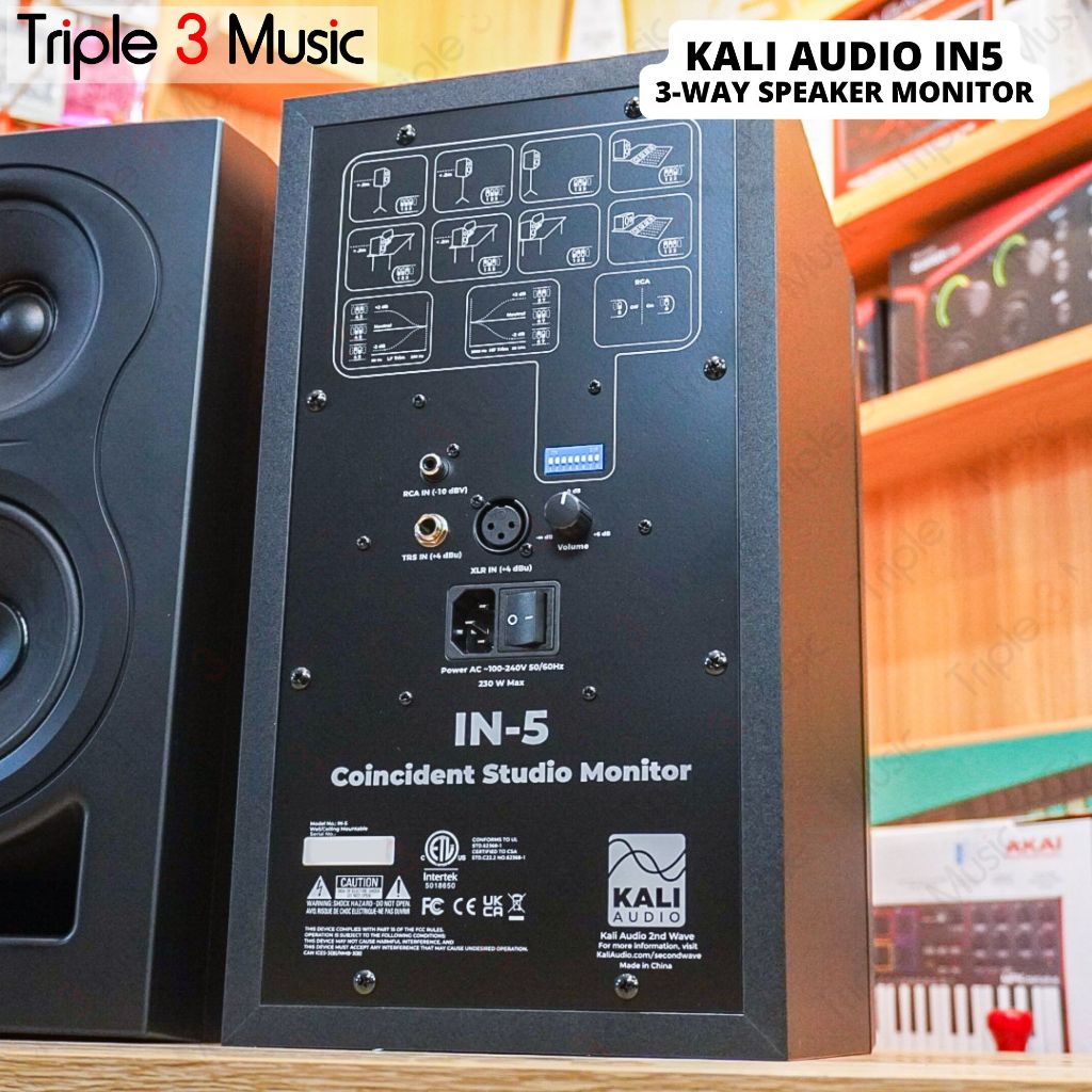 Kali Audio IN5 IN-5 IN 5 Monitor Studio Aktif 3-Arah 5" Woofer 160W Power 39Hz-25kHz Respon Frekuensi 115dB SPL Dengan Boundary EQ