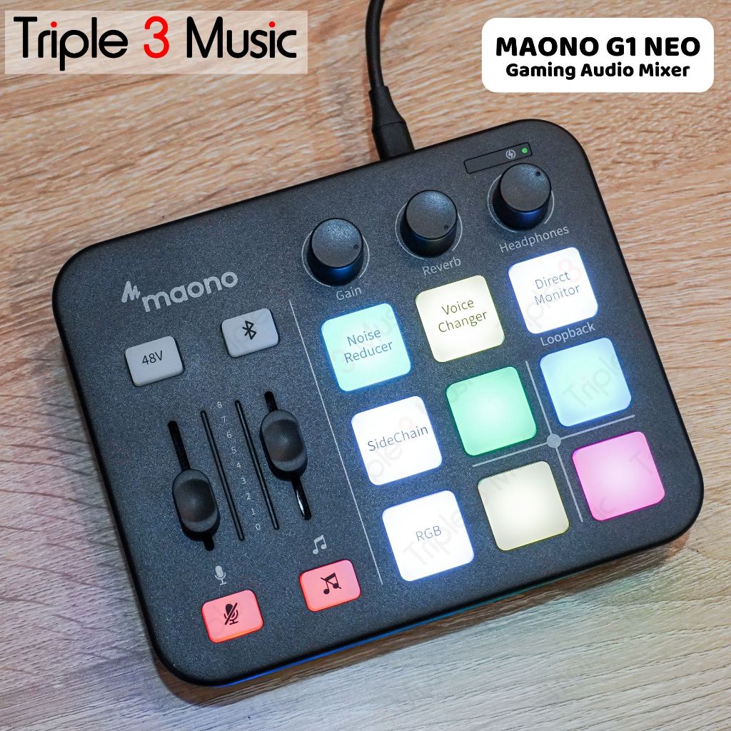MAONO G1 NEO Gaming Audio Interface RGB 48V Phantom Power for Live Streaming Content Create Gaming